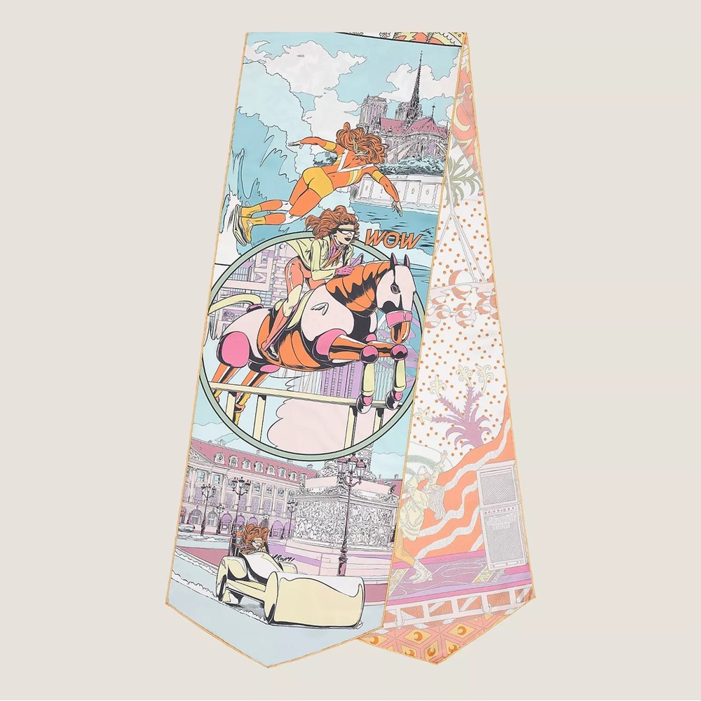 LIMITED Hermes Le Premier Chant Wow ! silk scarf muffler twilly Pegase